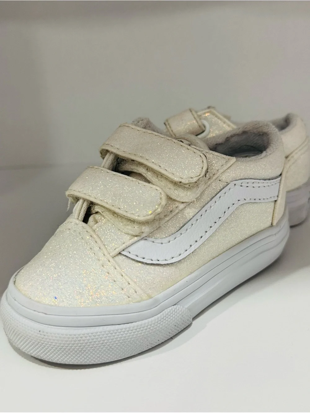 Vans Kids Glitter Velcro Sneakers - Cream
